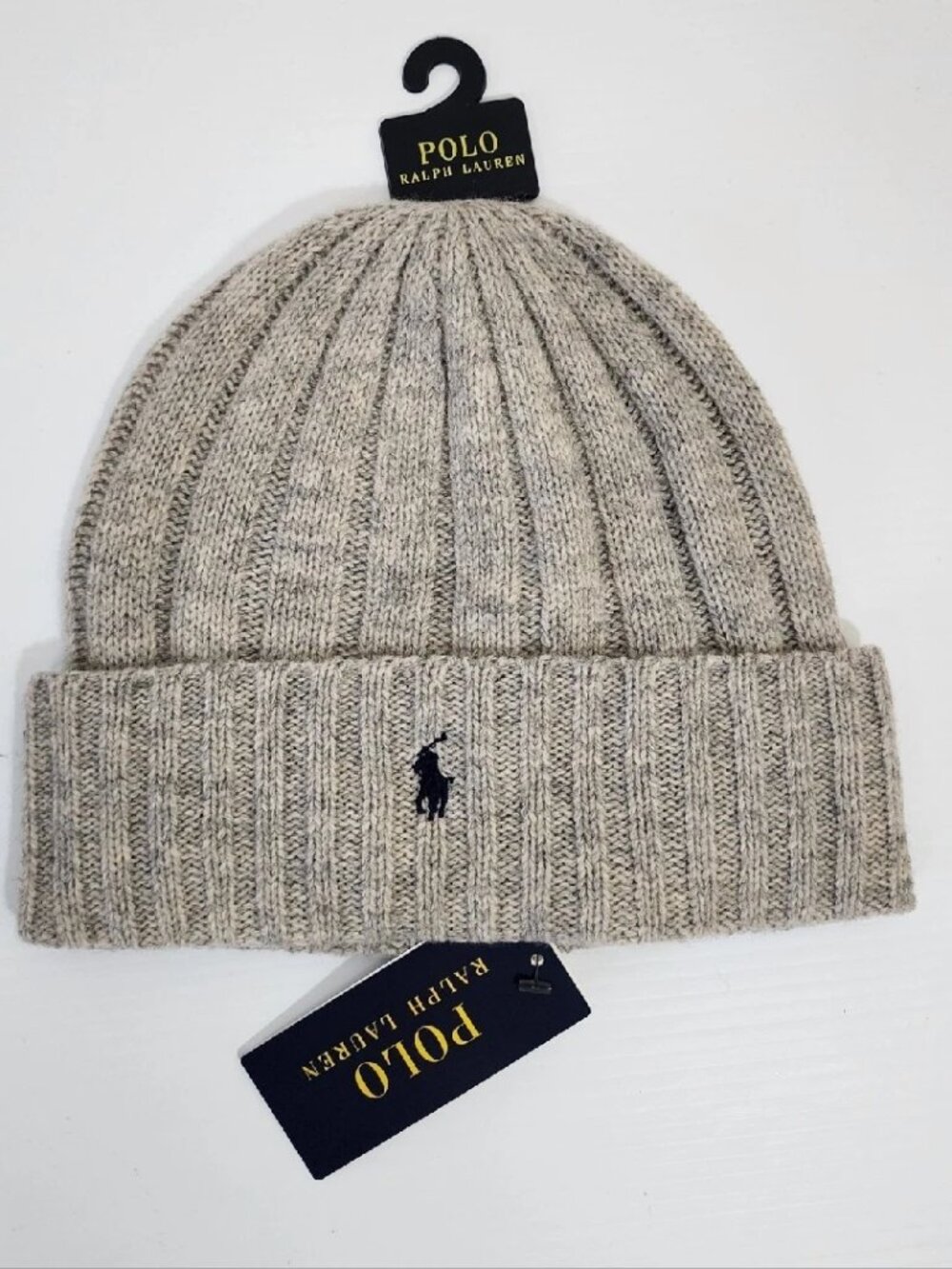 POLO RALPH LAUREN KAKI KNIT CUFFED BEANIE HAT MEN'S ONE SIZE SOLID